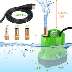 60w Water Pump Submersible Hydroponic Tank Pond Fountain Aquarium With 3 Nozzles