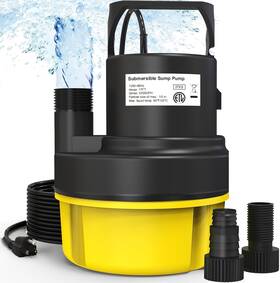 D4111-1 Agiiman Pool Cover Pump - 2hp 3500gph Submersible Water Auto On/off And Yellow