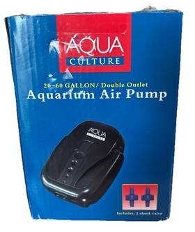 Aqua Culture 933163315114 20-60-gallon Aquarium Air Pump Double Outlet 2 Check Valves