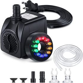 900l Cwkj Fountain Pump With Led Lights 220gph 15w H Submersible Water