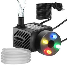Datoo 01302746 Mini Submersible Fountain Water Pump With Led 50gph 3w 4 Black