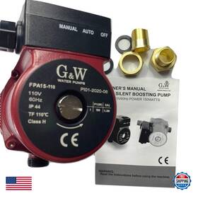 B088gq83m3 G&w Gw 150w 110v Recirculating Hot Water Booster Pump Domestic Cast Iron 3/4 To