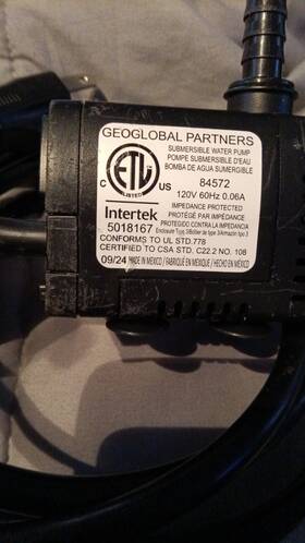 84572 Geoglobal Partners Submersible Water Pump 120v 60hz 0.06a