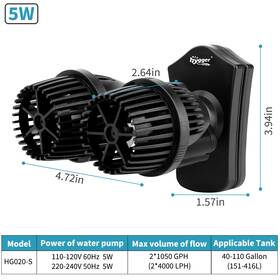 Hg020-5w Hygger 530/1056/2100/4200gph Wave Maker Aquarium Circulation Pump Submersible