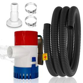 Us4-k3009t Jamgoer 1100 Gph 12v Boat Bilge Pump Kit With 1-1/8 Inch 6ft Kink-resistant Hose Abs Thr