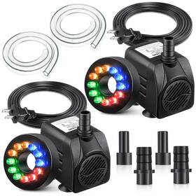 Xu-meonum-0322 Meonum 2 Pack 10w 160gph Submersible Fountain Pump With 12 Color Led Lights Small F