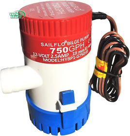 Sailflo Boat Bilge Water Pump Marine 750 Gph 12v 3/4 Inch Hose Outlet