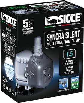 Sicce 716184531802 Syncra Silent 1.5 Multifunction 357 Gph Water Pump Italian Made 23w Ultra Q