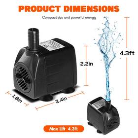 Simple Deluxe 840166241189 160gph 8w Submersible Water Pump Power Head With Adjustable Intake For Fish Tank