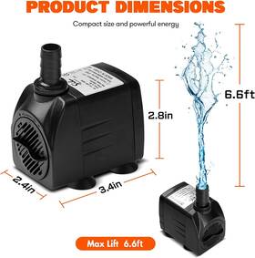 Simple Deluxe 840166241202 290gph 21w Submersible Pump With Adjustable Intake For Fish Tank Black