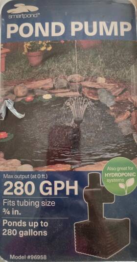 96958 Smartpond 280-gph Submersible Corded Electric Pond Pump Model #96958 New