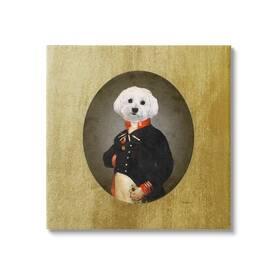 Stupell Industries 196216553826 Funny Classic Vintage Style White Dog Wearing Military Uniform Design By Ama
