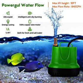 Submersible Water Pump Dirty Clean Aquarium Pond Fish Tank Flood With 3 Nozzles