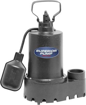 Superior Pump 725113923311 92331 High-capacity Cast Iron Sump With Tethered Black