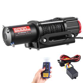 Vevor 197988185802 6000 Lbs Electric Winch 12v Dc Atv/utv With 0.24 In X 49.2 Ft Synthetic
