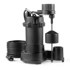 B0fq1xqq72 Vevor Submersible Sewage Pump 1/3 Hp 3000 Gph Cast Iron Sewage/effluent