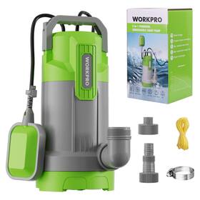 125413 Workpro Submersible Water Pump 1hp 4500 Gph Sump With Automatic Green