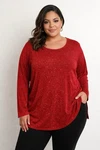 Maxima Usa Long Sleeve Blouse With Silver Sparkle Woman Plus 2X. Fixed Price $16.00.