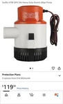 Seaflo 4700 Gph 24V Heavy Duty Electric Bilge Pump. Fixed Price $85.00.
