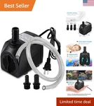 400GPH Submersible Pump With Ft Tubing, 1500L/H 25W Durable Fountain Water .... Fixed Price $37.99.