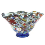 Glassofvenice Murano Millefiori Fazzoletto Bowl - Silver Aqua. Fixed Price $429.95.