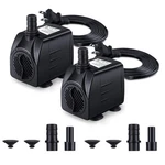 Cwkj Fountain Pump, 2 Packs 160GPH(10W 600L/H) Submersible Water Black. Fixed Price $25.72.
