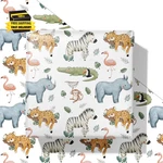 White Animals Wrapping Paper For Kids - Jungle Safari Gift With Cute Tiger,. Fixed Price $16.09.