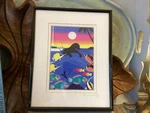 Black Lab Dolphin Tropical Fish Scene Art Virginia Bishop Print - Framed Signed. Fixed Price $39.99.