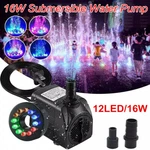 Submersible Water Pump W/ 12 Led 16W Lights For Fountain Pool Garden Pond Tank. Fixed Price $15.86.