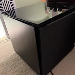 Salamander Designs Subwoofer Cabinet Stand Piano Black Glass Top. Fixed Price $299.00.