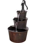 Outdoor Floor Tiered Rustic Pump Barrel Water Fountain 40 Tall Dark Brown Alpine. Fixed Price $147.99.