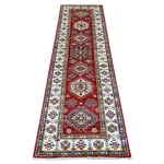 2'5"X8'2" Red Super Kazak Medallions Design Wool Hand Knotted Runner Rug 21416. Fixed Price $894.00.