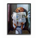 Stupell Industries Dog Reading The Newspaper On Toilet Funny Painting Black. Fixed Price $17.09.
