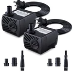 Cwkj Fountain Pump, 2 Packs 80GPH(4W 300L/H) Submersible Water Black. Fixed Price $20.31.