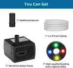 Mini Submersible Fountain Water Pump With Led Light 95GPH 5W Small Ultra Quie.... Fixed Price $26.61.
