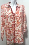 Rachel Zoe Linen Large White Coral Tropical Top Shirt Button Up New Nwt. Fixed Price $27.95.