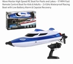 Amax Wave Master High Speed Rc Boat Blue 2.4GHZ Waterproof Racing Remote Control. Fixed Price $140.00.