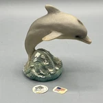 Stone Critters Gray Dolphin Leaping Figure SC-608 With Aqua Water. Fixed Price $10.00.