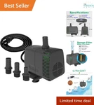 Submersible Pump 3500L/H 60W Quiet Water Fountain Pond Aquarium Hydroponics. Fixed Price $65.97.