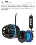 Aqqa Magnetic Wave Maker For Aquarium - Dc 12V Circulation Pump With External Co. Fixed Price $29.93.