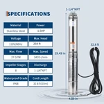 Deep Well Submersible Pump Stainless Steel 0.5/1/1.5HP 110V/230V 26/27GPM. Fixed Price $123.99.