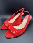 Miu By Prada Coral Red Patent Leather Slingback Pumps - Us Eu 39 Uk 6. Fixed Price $85.00.
