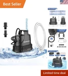 Versatile 200GPH Submersible Fountain Pump - 10W For Aquariums And Waterfalls. Fixed Price $29.44.