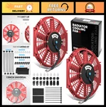12" High Performance Electric Slim Radiator Fan Kit - 2PCS, Cooling System, Red. Fixed Price $82.99.