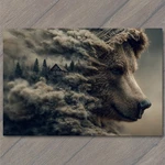 Sticker Bear Spirit Forest Cabin Mist Surreal Nature Power Rustic Woodland Mag. Fixed Price $8.99.