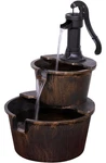 Alpine Corporation Outdoor Rustic 2-TIERED Barrel And Pump Water Fountain. Fixed Price $33.49.