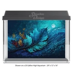 Flowing Drawn Cyan Blue Polyester Fish Tank Glass Backdrop Aquarium Background. Fixed Price $88.60.