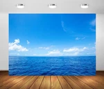7X5FT Fabric Blue Ocean And Sky Backdrop White Clouds Sea Water Wave.... Fixed Price $21.23.