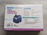 Pacific Hydrostar Submersible Fountain Pump 200 Gph 4.6 Head Lift 68372. Fixed Price $15.00.